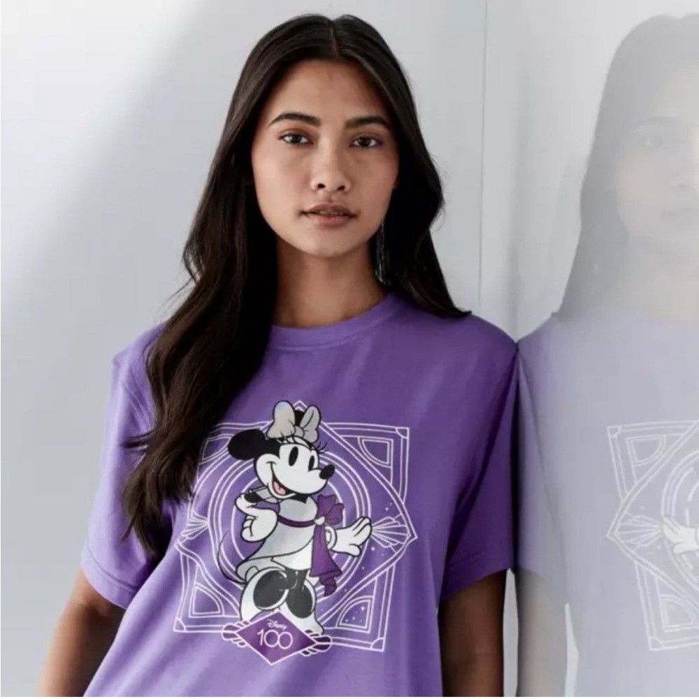DISNEY 100th Anniversary MINNIE MOUSE DISNEY100 T-SHIRT Lavender Purple Plus 2XL